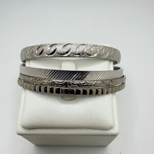 Vintage Monet Silver tone Bangle Bracelet BUNDLE!